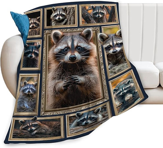 Super Soft Warm Raccoon Animal Fleece Throw Blanket - Cozy Fluffy Gift for Women, Girls, Kids & Adults - 50"X40"