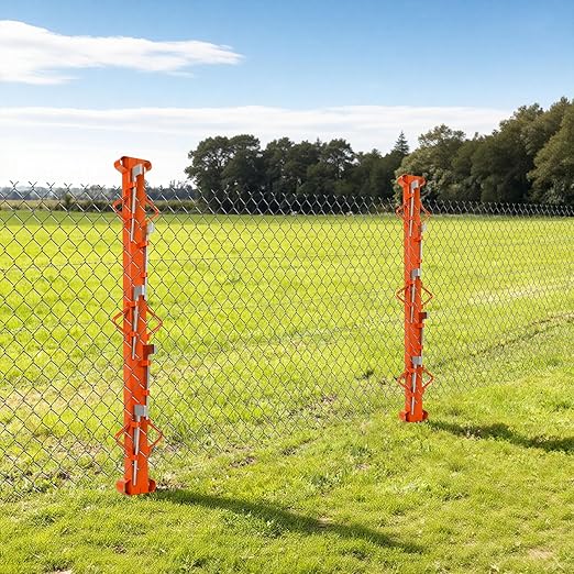 4.4Ft Woven Wire Fence Stretcher Bar with 5 Wedges, Heavy-Duty Wire Fence Stretcher Tool for Easy,Fence Stretcher Bar Suitable for Fixing Fences on Farms, Pastures, Garden Barriers (Orange)