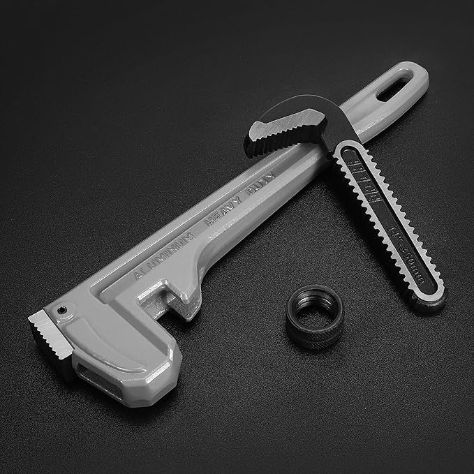 DURATECH 14-inch Heavy Duty Aluminum Straight Pipe Wrench, Adjustable Plumbing Wrench, Drop Forged, Exceed GGG standard