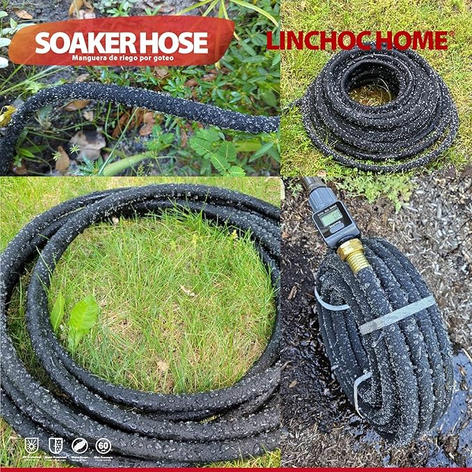 1/2 Inch Solid Brass Soaker Hose | Heavy Duty Leakproof Garden Hose for Gardens, Lawns & Landscaping | Flexible Eco-Friendly Design(100FT KIT)