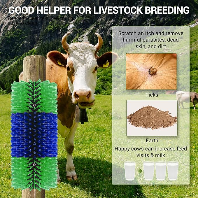 4 Pack Livestock Scratching Brush Horse Massage Grooming Brushes with 8 Screws for Goat,Cattle,Cow,Sheep, Horses,Pigs and Other Animal Back Scratching