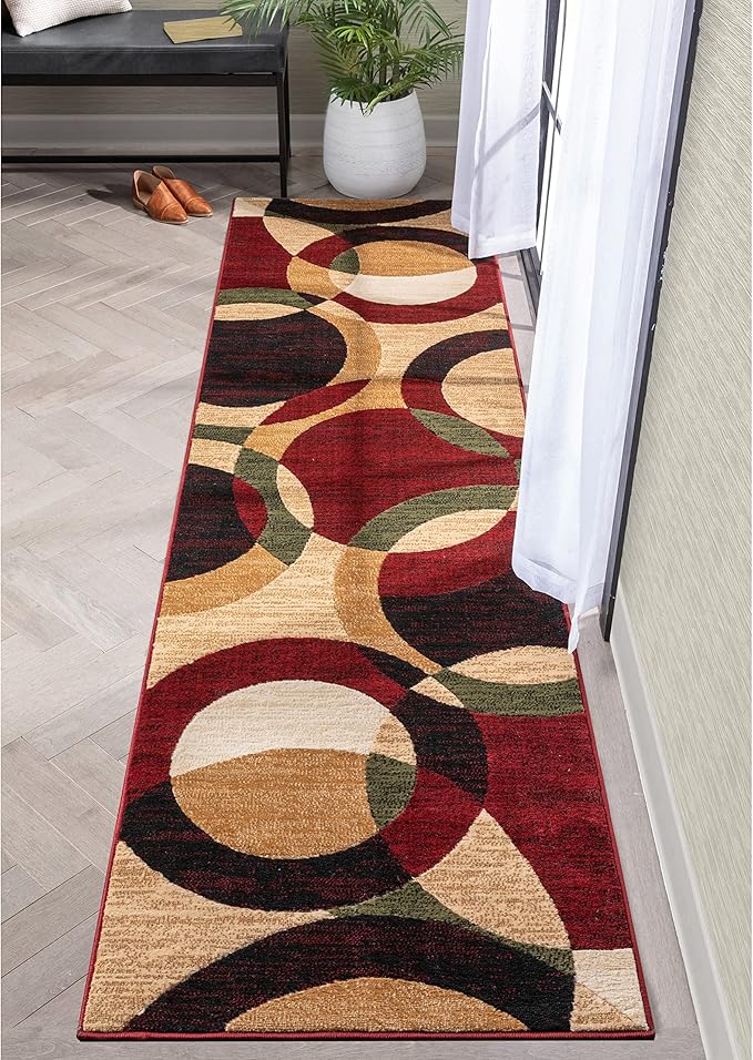 Well Woven Dulcet Bingo Red Modern Geometric 2'7" x 9'10" Runner Rug