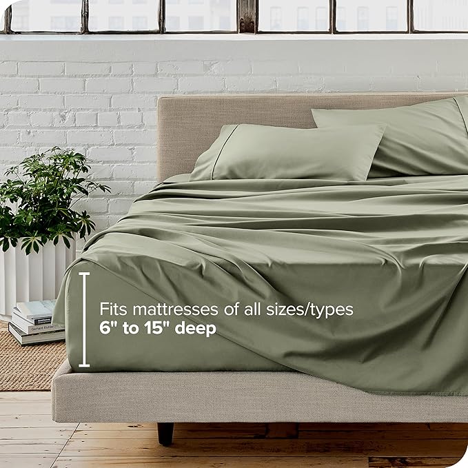 Bare Home Queen Sheet Set - Luxury 1800 Ultra-Soft Microfiber Queen Bed Sheets - Double Brushed - Deep Pockets - Easy Fit - 4 Piece Set - Bedding Sheets & Pillowcases (Queen, Sage)