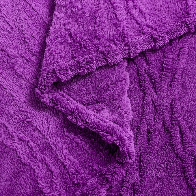 YUSOKI Sherpa Queen Size Blanket-3D Stylish Design Super Soft Fuzzy Cozy Warm Blanket Thick Plush Fluffy Furry Blankets for Teen Girls Women Couch Bed Sofa Chair Men Boys Gift(Purple,90"x90")