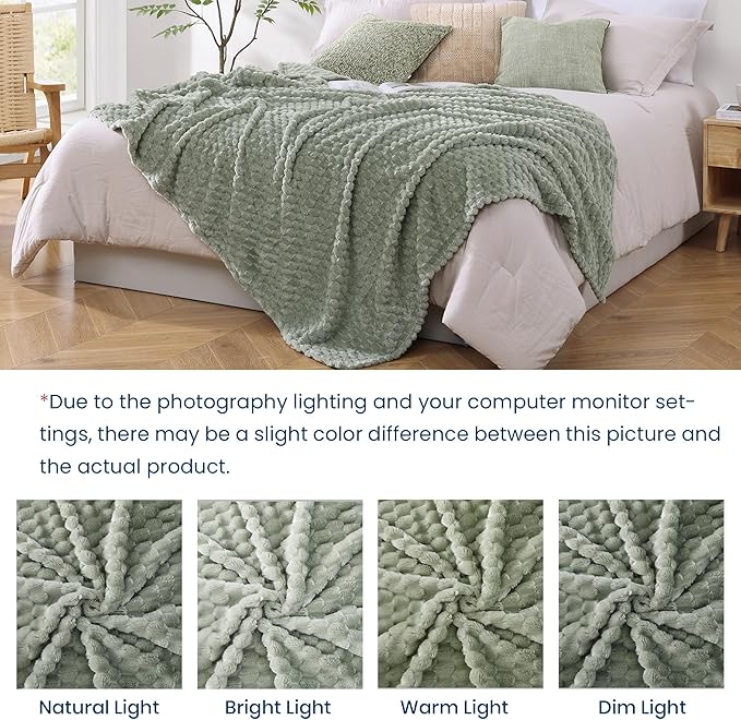 Monbix Light Sage Green Fleece Throw Blanket for Couch- Room Decor Soft Cozy Blankets for Women, Lightweight Fleece Flannel Bed Blanket Suitable for All Seasons(50"×60",Light Sage Green)