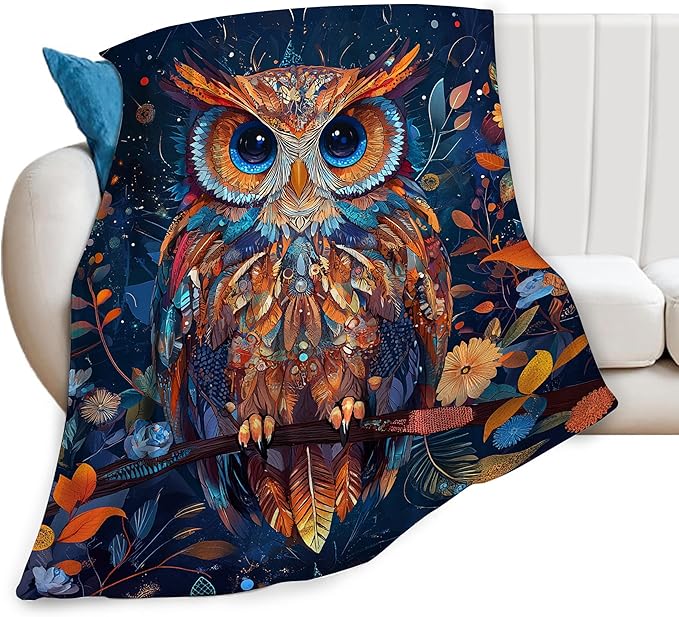 Owl Blanket Owls Throw Blanket Soft Warm Cozy Fuzzy Plush Owl Throw Blanket Gifts for Girls Women Owls Lightweight Fleece Flannel Gift Blankets for Kids Adults 60"X80"