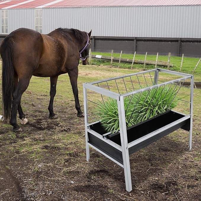 Pasture Hay Feeder, 3-Feet Long Livestock Feed Trough Hay Grain Livestock Feeder for Sheep, Calf, Goats On Farms and in Sheep Sheds, Quick to Assemble, 39.37" x 25.59" x 33.46"