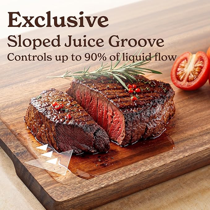 SMIRLY Walnut Wood Cutting Boards for Kitchen, Large - Small, Walnut Wooden Cutting Board Set with Deep Juice Grooves, Non Toxic Serving Tray