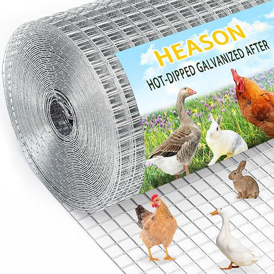 24 in x 50 ft 1/2 inch Hardware Cloth 19 Gauge Wire Fencing Galvanized Welding Garden Fence Roll Square Mesh Chicken Rabbit Snake Cage Heavy Duty Welding Fencing