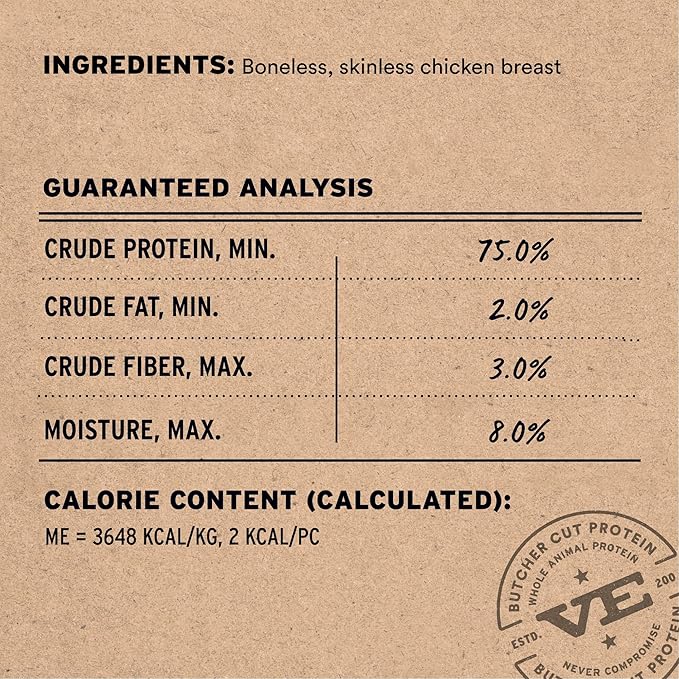 Vital Essentials Chicken Breast Cat Treats, 1 oz | Freeze-Dried Raw | Single Ingredient | Grain Free, Gluten Free, Filler Free