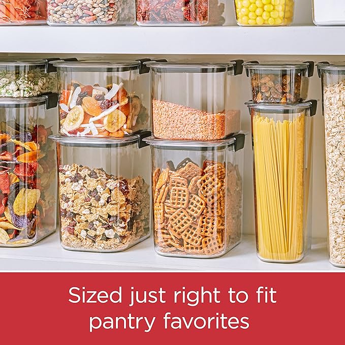 Rubbermaid Brilliance Pantry Food Storage Container Set, BPA-Free, Airtight & Leak-Proof, Clear, 8-Piece, Dishwasher Safe