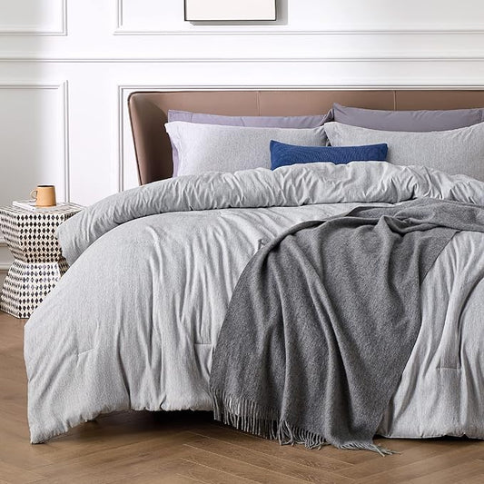 Bedsure King Size Comforter Set - Grey Soft Bedding for All Seasons, Cationic Dyed Bed Set, 3 Pieces, 1 King Size Comforter (104"x90") and 2 Pillow Shams (20"x36"+2")