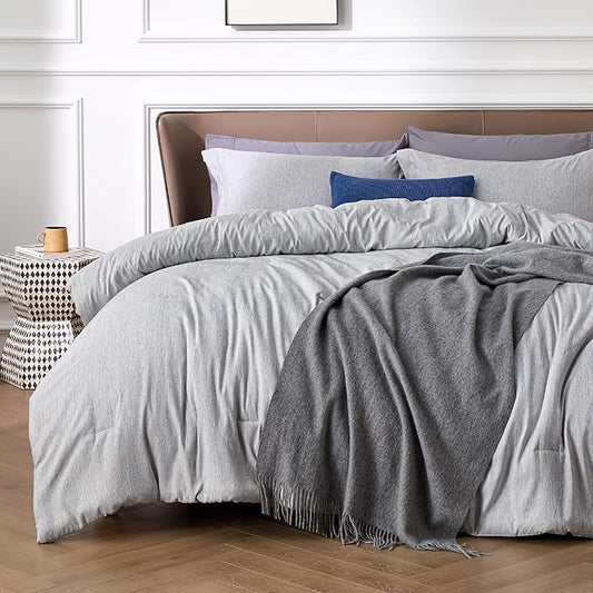 Bedsure Full Comforter Set - Grey Soft Bedding for All Seasons, Cationic Dyed Bed Set, 3 Pieces, 1 Full Size Comforter (82"x86") and 2 Pillow Shams (20"x26"+2")