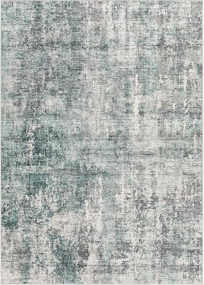 10x12 Area Rug Living Room Rugs - Washable Neutral Modern Abstract Soft Thin Large Rug Indoor Floor No Slip Rug Carpet for Bedroom Under Dining Table Home Office Decor - Green/Grey