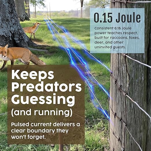 Solar Electric Fence Charger - Sun-Powered Energizer with Battery Backup, Portable & Weatherproof Protection for Poultry, Backyard & Gardens - Sleep Sound Knowing Your Coop is Safe