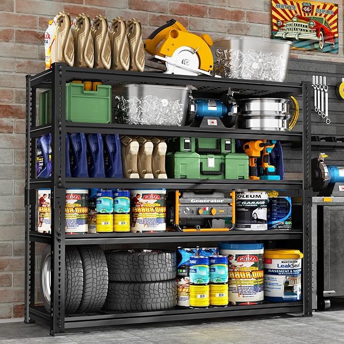 Storage Shelves Heavy Duty, 3 PCS 48" L x 18" W x 72" H Garage Wire Shelving Unit Loads 2800LBS, 5-tier Adjustable Metal Industrial Utility Shelf Rack for Kitchen, Laundry Room, Warehouse, Basement