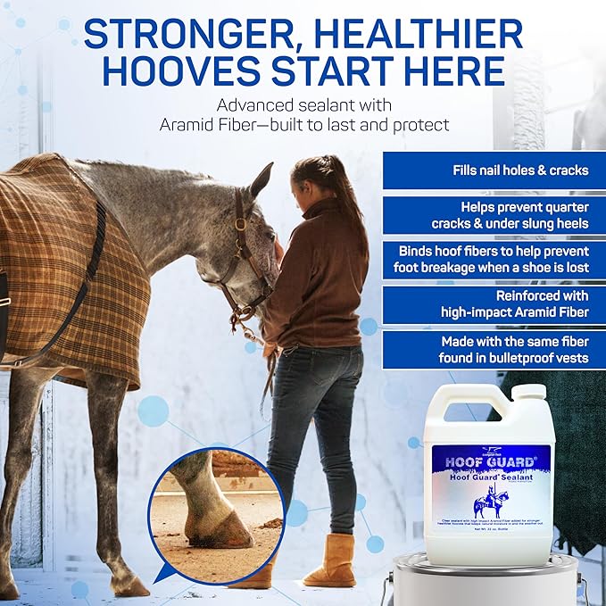 Fiber- Fortified Hoof Guard Sealant 32oz – Pro-Grade Formula Hoof Protector with Aramid for Stronger Hooves – Helps Fill Cracks & Lock in Moisture - Shields Against Thrush, UV Damage & Brittleness