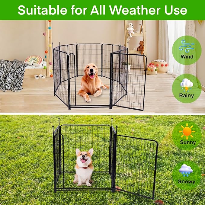 Garden Fencing 40 inch High, Dog Fence Outdoor for Yard, 8 Panels Total 18Ft(L)，Gate 21 inches Wide with Low Sills. Fencing for Garden Beds, Rabbit Fence, Anti Dig Fences Barrier