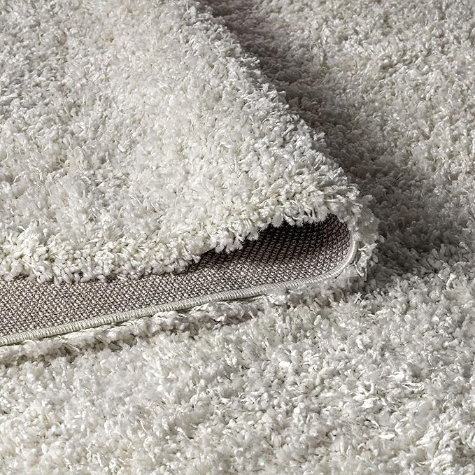 JONATHAN Y Mercer Shag Plush White Runner Rug, 2x8, Transitional, Modern, Easy-Cleaning for Living Room, Bedroom, Kitchen, Pet Friendly, Non-Shedding (MCR106A-28)