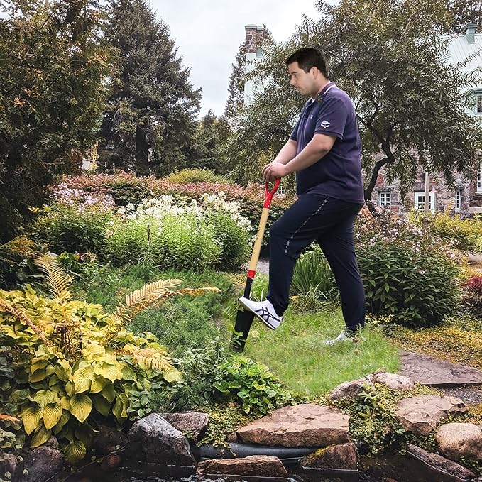 VNIMTI Spade Shovel,Transplanting Spade，Drain Spade,Spade Shovels for Digging,Sharp Shooter Shovel or Spade,45Inch,Stell D-Grip,Wooden Handle