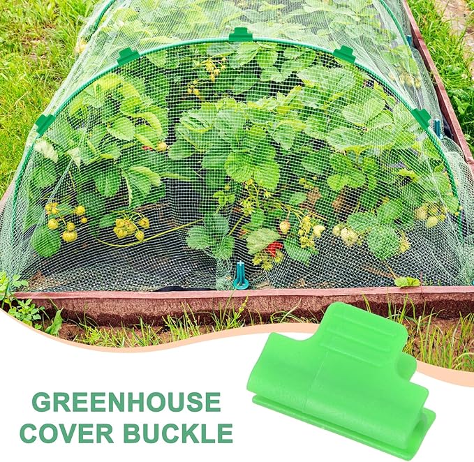 60-Pack Greenhouse Clamps for 5/16 Inch PVC Pipe, Greenhouse Film Clamps Shading Net Rod Clip for Garden Net/Row Cover/Greenhouse Plastic [Grass Green]
