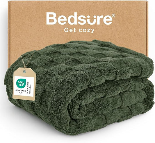 Bedsure GentleSoft Dark Green Throw Blanket for Couch - Super Soft Cozy Blankets Gifts for Women Men Girls, Cute Small Fleece Throws for Bedroom Home Decor, 50x70 Inches