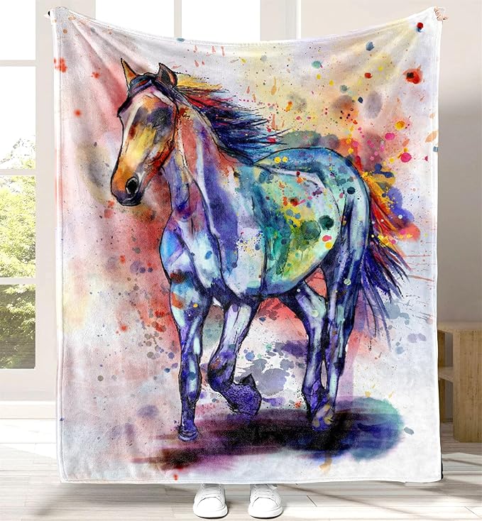 Horse Blanket Horse Gifts for Girls Boys Soft Throw Blanket Outdoor Couch Sofa Birthday Gifts for Women Men Kids