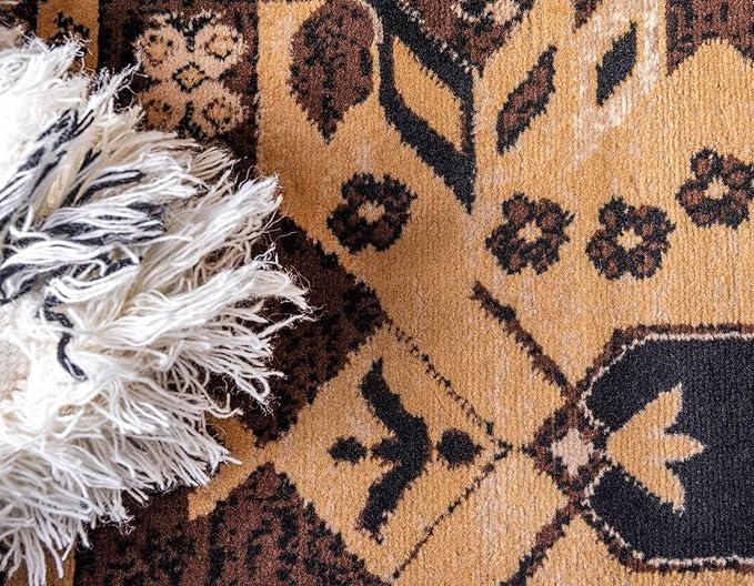 Unique Loom Taftan Collection Border Geometric Tribal Inspired Design Area Rug (2' 2 x 3' 0 Rectangular, Brown/ Tan)