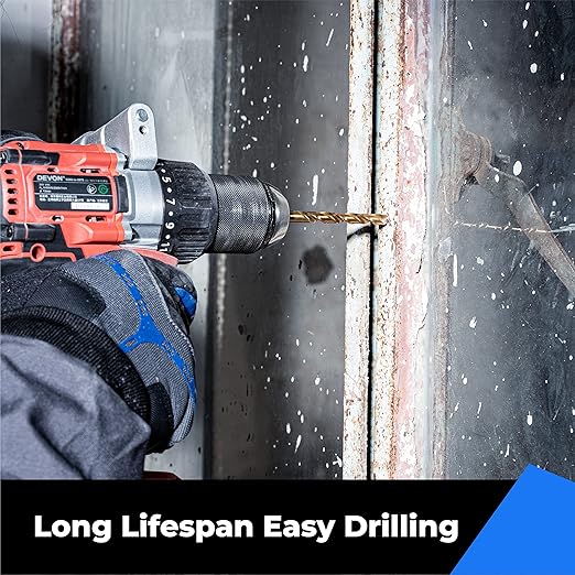 amoolo 5/16" Titanium Drill Bits (10pcs), Premium 4341 HSS Metal Drill Bits for Wood, Metal, Steel, Plastic, Aluminum Alloy