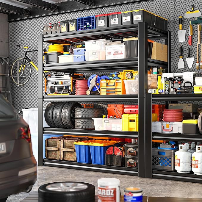REIBII Garage Shelving 3000LBS, Heavy Duty Storage Shelves, Adjustable Industrial Metal Shelving Unit for Garage, Basement, Pantry, Warehouse,Commercial, 36" W x 16" D x 72" H
