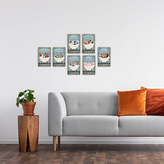 Fun Chicken Bathroom Sign - Bathtub & Wall Decor - Retro 8x12 Inch