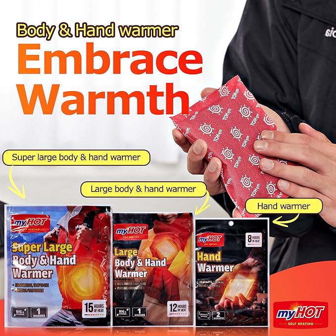 Body & Hand Warmers (20, 30, 40 Bulk Pack) - R.O.K. Army Tested Standard Issue Quality - Long Lasting Heat, Non-Adhesive, Disposable, Air-Activated Warmers for Camping, Cold Weather, Skiing, Hiking