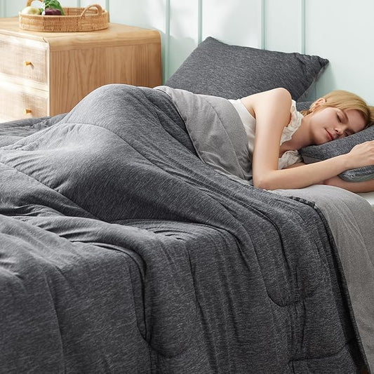 Bedsure California King Comforter Set - Cooling and Warm Bed Set, Dark Grey Reversible Bedding for All Season, 3 Pieces, 1 California King Size Comforter (104"x96") and 2 Pillow Cases (20"x36")