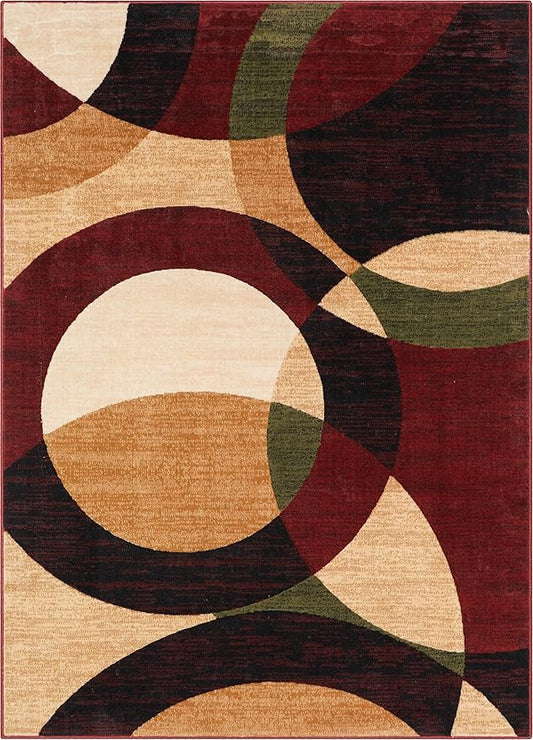 Well Woven Dulcet Bingo Red Modern Geometric Area Rug – 2x4 (2’7” x 3’11”) | Soft Durable Polypropylene Rug for Living Room, Bedroom, or Entryway | Stain & Fade Resistant, Easy to Clean, Medium Pile