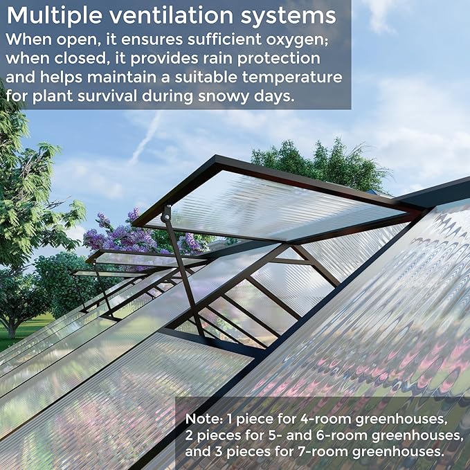 8x12 FT Greenhouses for Outdoors, Polycarbonate Greenhouse with PC Panels, Greenhouses for Outdoors for Yard, Garden, Hobby, Dark Grey
