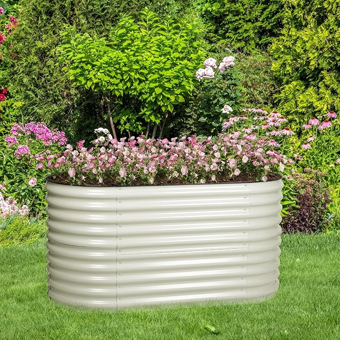 BPS 2-in-1 Metal Raised Garden Bed, 5.3x2.7 FT Galvanized Planter Raised Beds for Vegetables, Flowers 31'' Extra Tall