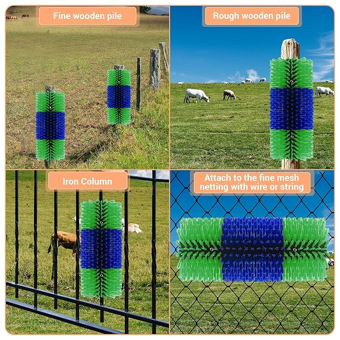 2 Pack Livestock Scratching Brush Horse Massage Grooming Brushes with 8 Screws for Goat,Cattle,Cow,Sheep, Horses,Pigs and Other Animal Back Scratching
