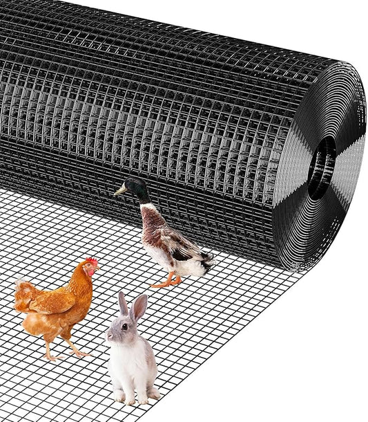 Hardware Cloth 1/2 inch - 36 in x 100 ft 19GA Black Galvanized Chicken Wire Mesh Roll, Hot-Dipped After Welding for Chicken Coop, Rabbit Cages & Garden Fencing – Poultry Netting & Chicken Wire Fencing