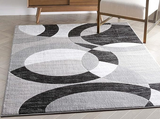 Well Woven Dulcet Bingo Grey Modern Geometric 5'3" x 7'3" Area Rug