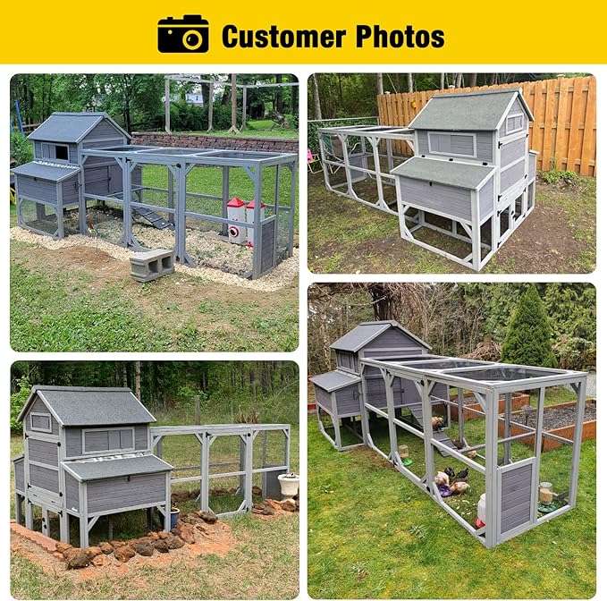Aivituvin Large Chicken Coop 137" L Hen House Duck Cage for 10-15 Chickens 55ft² with Spacious Run, 6 Nesting Box, 6 Raised Perches