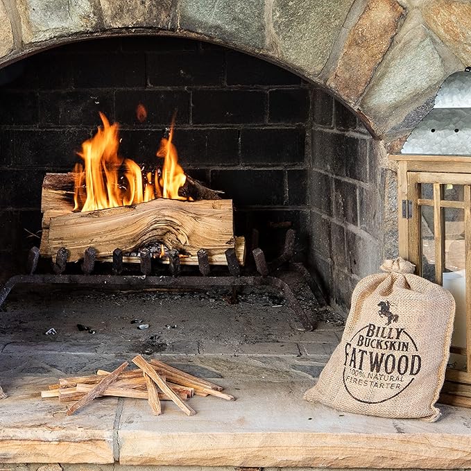 2lb Burlap Bag of Fatwood Fire Starter Sticks - Easy & Safe Fatwood Sticks in a Stylish Jute Bag - Start a Fire with Just 2 Pieces - Works in Any Weather Conditions - 2 Pound Sack by Billy Buckskin