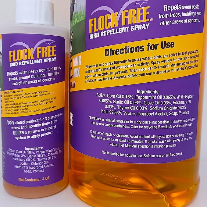Bird Repellent Spray Bundle, Ready to Use Bird Spray 32oz + Concentrate 4oz Refill