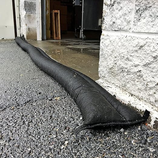 PIG Water Barrier - Sandless Sandbags for Flooding - 4 Pack - 5'L x 6.5"W x .25"H Water Diverter - PM50416