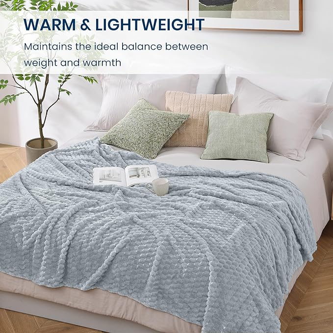 Monbix Haze Blue Fleece Throw Blanket for Couch- Room Decor Soft Cozy Blankets for Women, Lightweight Fuzzy Fleece Flannel Bed Blanket Suitable for All Seasons(60"×80",Haze Blue)