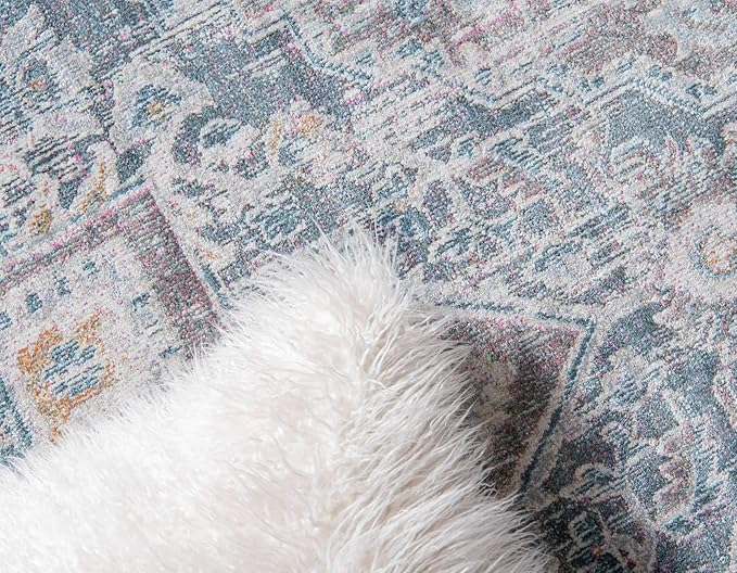 Unique Loom Baracoa Collection Area Rug - Prado (2' 7" x 10' Runner, Gray/ Blue)