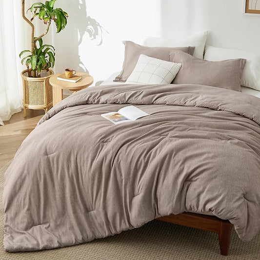 Bedsure Full Comforter Set - Khaki Soft Bedding for All Seasons, Cationic Dyed Bed Set, 3 Pieces, 1 Full Size Comforter (82"x86") and 2 Pillow Shams (20"x26"+2")
