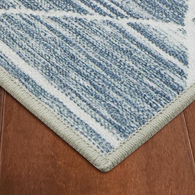 Wyatt & Ash Blue Grey Seta Imagine Printed Chenille 7'10" x 10' Non Skid & Machine Washable Area Rug