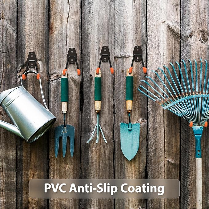 Garage Hooks with Anti-Slip Coating,Heavy Duty Wall Mount Storage Hooks for Hanging Bike,Hose,Ladder,Yard,Garden Tools (8 Pack Orange 4.5x2.75 inch)