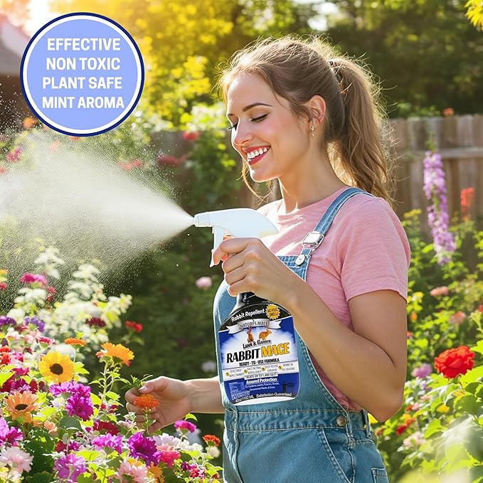 Nature’s Mace Rabbit MACE Concentrate, Deterrent for Yard, Rabbit Repellent Outdoor, Mint Rabbit Spray, Garden, Lawn, Keep Rabbits Out Safe to Use Around People, Pets, Plants, 640 Fl Oz (Pack of 1)