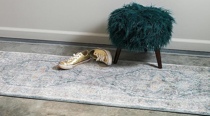 Unique Loom Baracoa Collection Area Rug - Prado (2' 2" x 6' 1" Runner, Gray/ Blue)